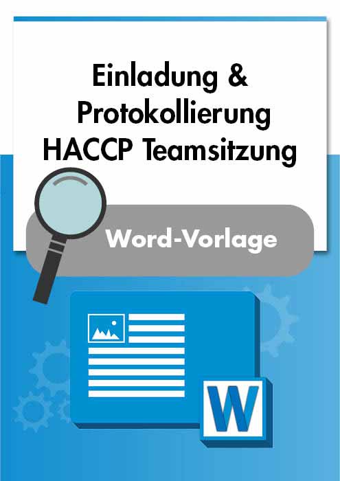 Vorlage Einladung und Protokollierung HACCP Team Sitzung ...