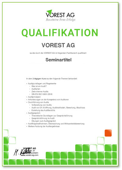 deutschsprachige Qualifikationsbescheinigung QMB Ausbildung